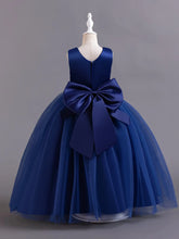 Shining Crystal Belt blue Sleeveless Long Dress for Princess Prom Bow Dresses for 3 to 12 Years Girls Beauty hair & fashionfj