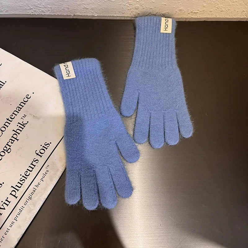 Winter Knitted Gloves Stretchy Warm Gloves Solid Color Fingered Gloves for Cold Weather Girls Men Women And Teens Winter Mittens