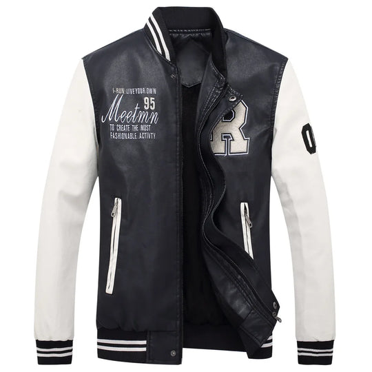 Men's Baseball Collar Fashionable Motorcycle Clothing Spring Autumn Casual PU Leather Jacket Youth Style Brand Leather Coats