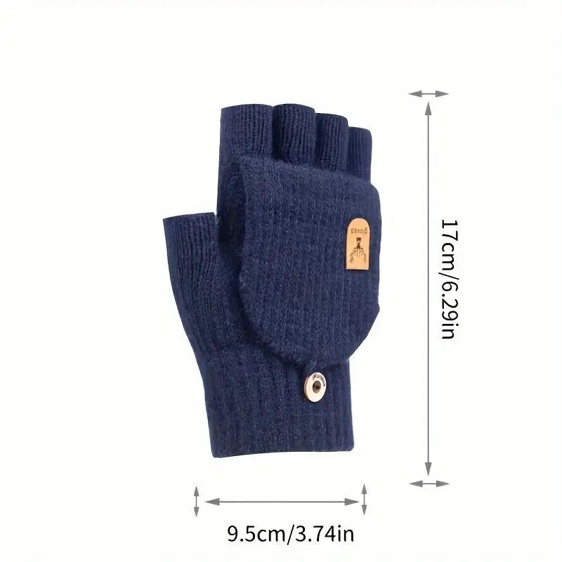 Knitted Fingerless Gloves Winter Thicken Warm Touch Screen Gloves for Men Women Gloves Warm Half Finger Student Gloves