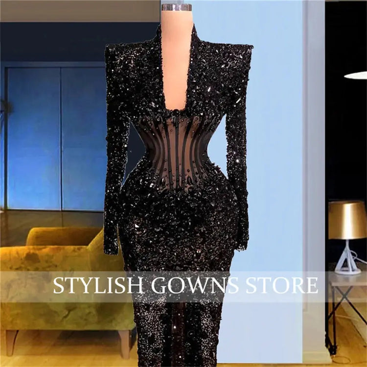 Luxury African Evening Dresses For Black Girls Beaded Sparkly Sequined Formal Dress Sweetheart Birthday Party Gown Customized Beauty hair & fashionfj
