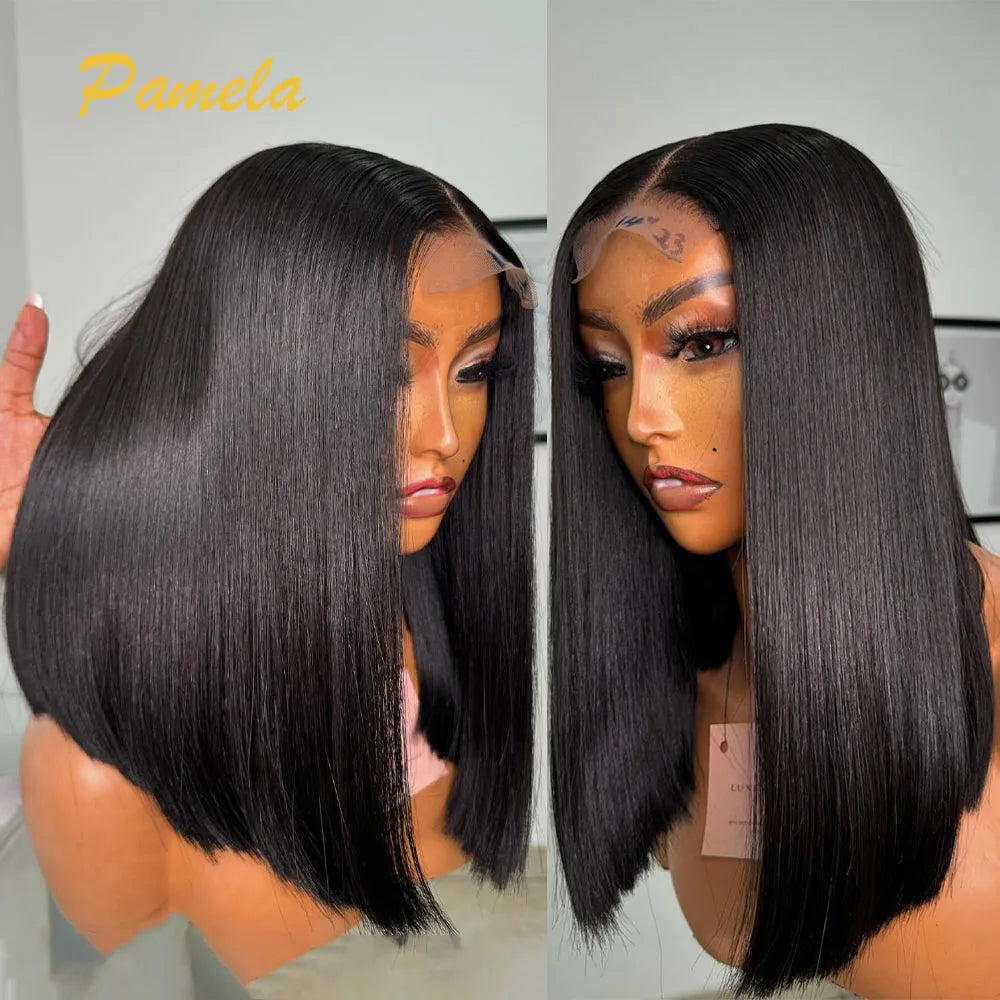 300% High Density Bone Straight Wig 4x4 5x5 Lace Closure Glueless Wigs Human Hair Wig 13x6 HD Transparent Lace Front Pre plucked Beauty hair & fashionfj