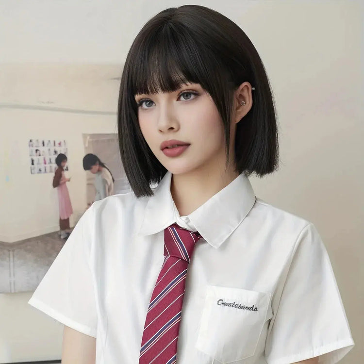 New synthetic wig female short hair refreshing personality high temperature silk holiday party daily complete full head cover Beauty hair & fashionfj