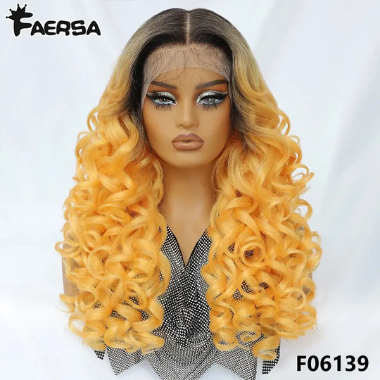 Latisha 13X6 HD 13X5X1 Synthetic Lace Front Wigs Curly Pre Plucked Lace Frontal Wig with Bangs for Women Highlight with Babyhair Beauty hair & fashionfj