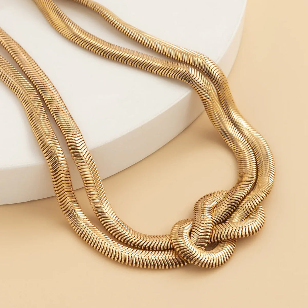 Gold Thick Necklace Women Neck Chains Twist Knot Choker Party Punk Geometric Clavicle Collar Beauty hair & fashionfj