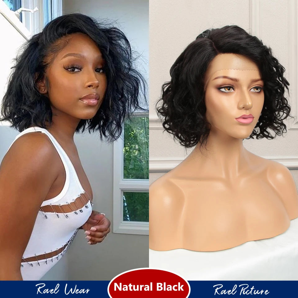 Brazilian Short Curly Bob Human Hair Wigs For Women Water Wave transparent Lace Front Wig Highlight Honey Blonde Colored Wigs