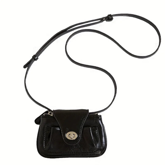 Elegant Mini Zipper Wallet for Women - Lightweight, Detachable Crossbody Strap, White Synthetic with Metallic Buckle Closure