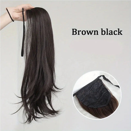 Elegant Women's Straight Hair Ponytail Extensions Long Stylish Synthetic Hair for Daily Use Easy Drawstring Attachment Beauty hair & fashionfj