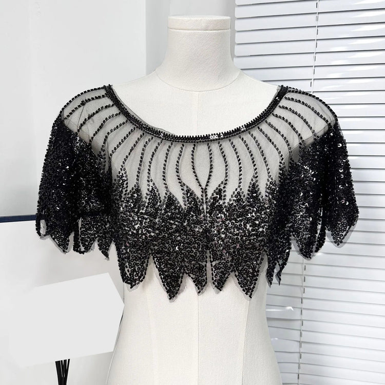 Front and back shawl sequined fake collar high-end ethnic style shawl flower accessories Beauty hair & fashionfj