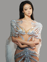 Dance Costume Singer Prom Dinner Gown Evening Banquet Party Elegant Silver Glitter Sequin Birthday Wedding Dress with Cloak Beauty hair & fashionfj
