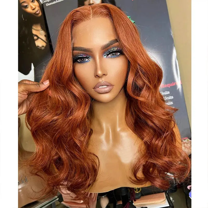 AIMEYA Ginger Synthetic Lace Wigs for Black Women Natural Hairline Synthetic Lace Frontal Wig Heat Resistant Fiber Orange Wigs Beauty hair & fashionfj