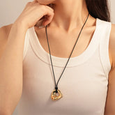 Gold Plated Geometric Circle Pendant Necklace for Women Girls Adjustable Long Leather Rope Chian Necklaces Sweater Chain Jewelry Beauty hair & fashionfj