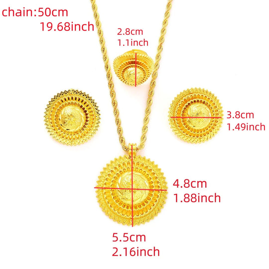 Ethiopian Jewelry sets Pendant Earrings Ring 3-Piece Sets African Eritrean Wedding Engagement Ethnic Gifts #065