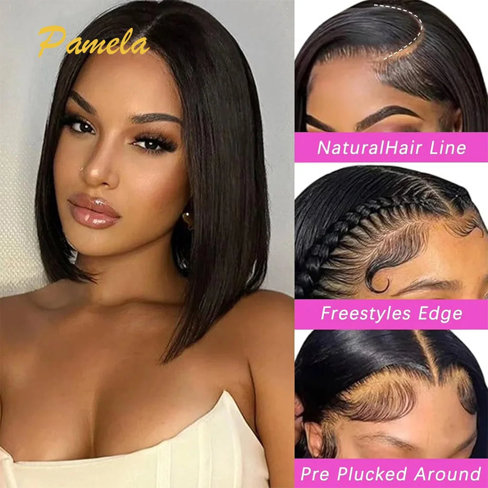 300% High Density Bone Straight Wig 4x4 5x5 Lace Closure Glueless Wigs Human Hair Wig 13x6 HD Transparent Lace Front Pre plucked Beauty hair & fashionfj