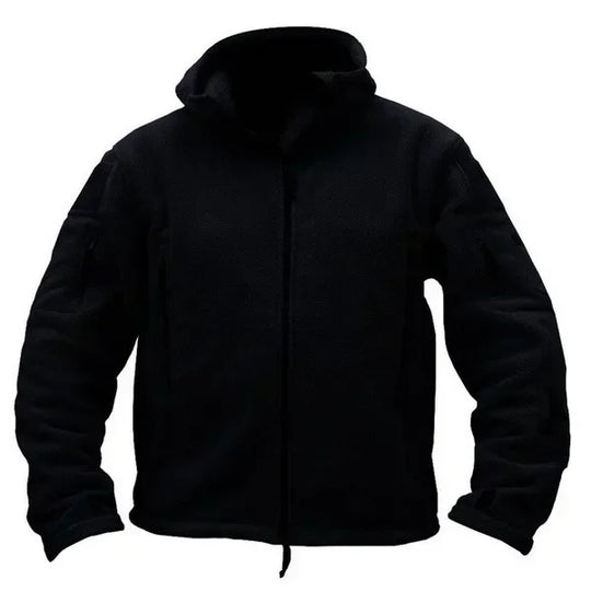 Winter Fleece Jacket Men's Military Tactical Jacket Solid Warm Fleece Coats with Hat Outdoor Sports Combat Hiking Polar Jacket