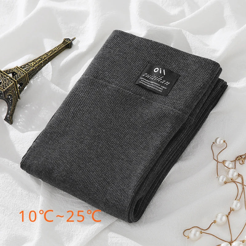 Winter Leggings Thick Thermal Pants High-waisted Leggings Women's Threaded Leggings Comfortable Stretch Leggings Black Thin