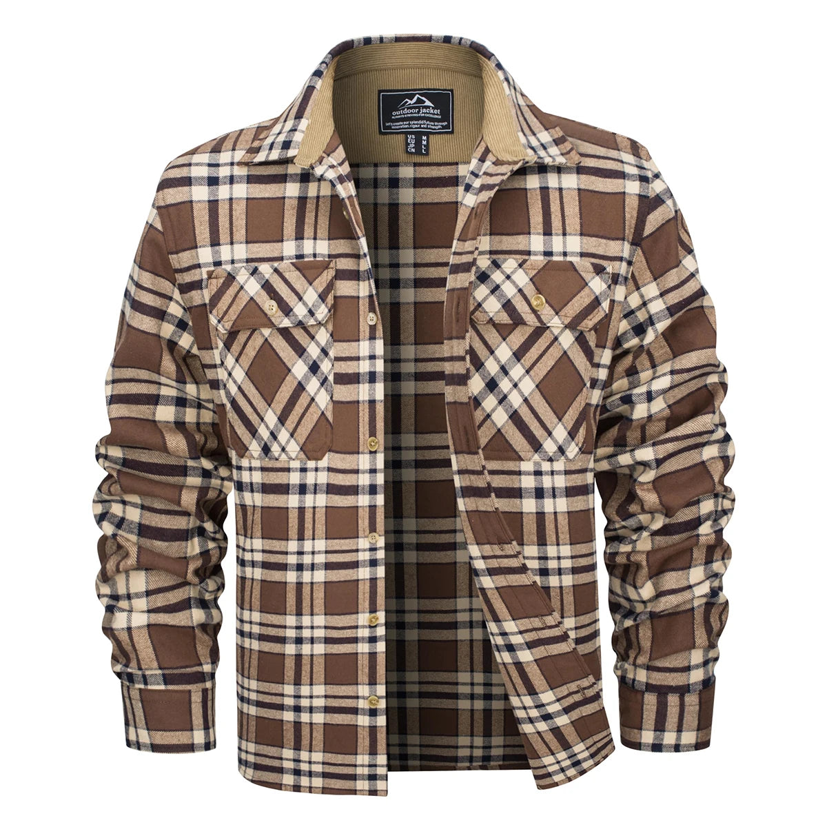 MAGCOMSEN Flannel Shirts Men's Long Sleeves Cotton Long Sleeve Plaid Shirt with 2 Pockets Button Down Casual Corduroy Shirt Male Beauty hair & fashionfj