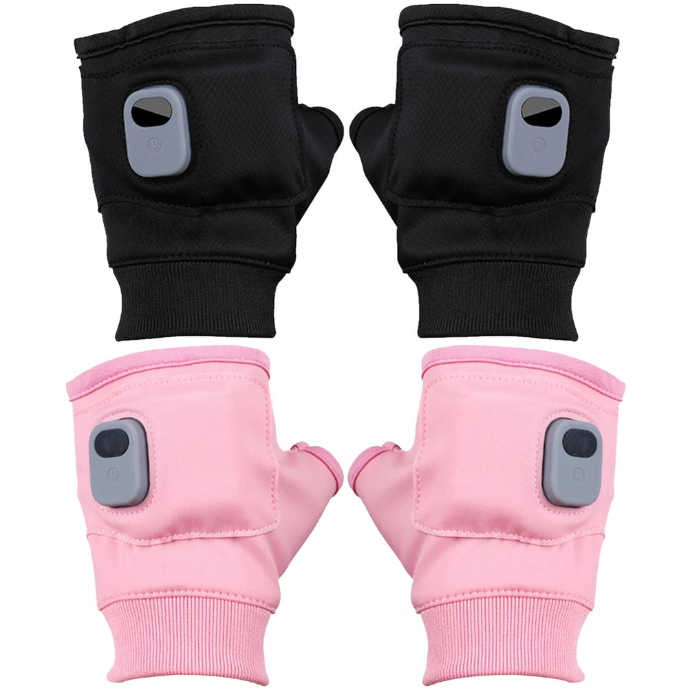 Electric Heated Gloves 360 Degree Heating Electric Thermal Gloves Fingerless Touchscreen for Outdoor Hiking Cycling