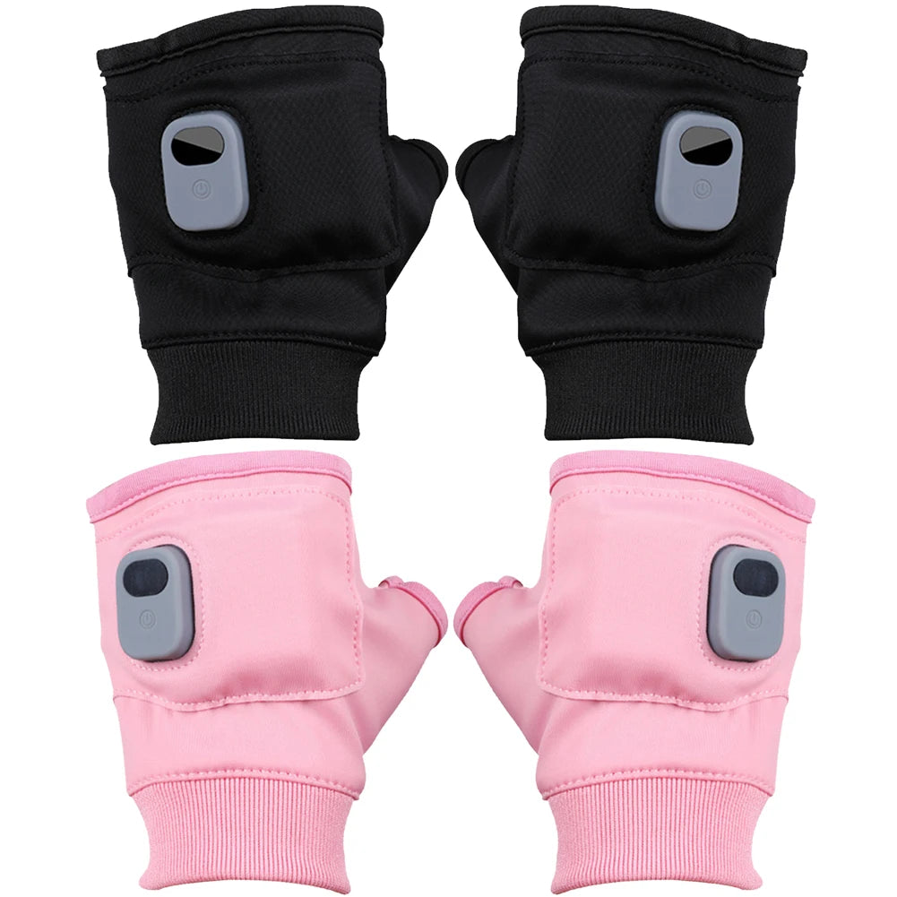 Electric Heated Gloves 360 Degree Heating Electric Thermal Gloves Fingerless Touchscreen for Outdoor Hiking Cycling