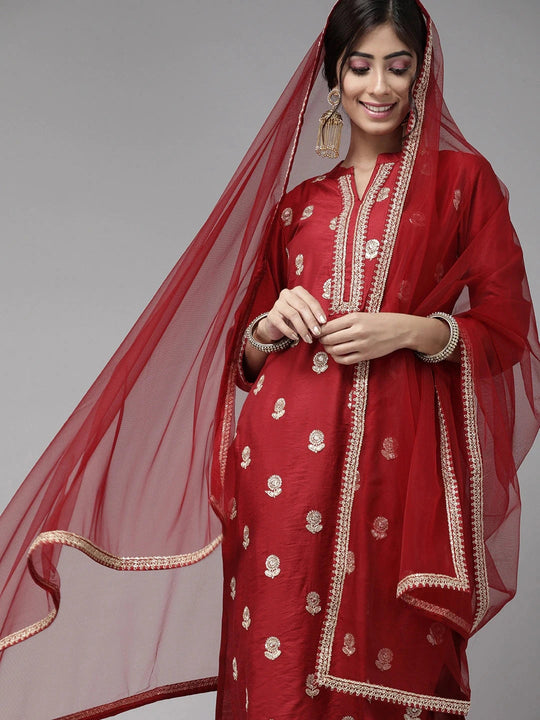 Indian women's silk cotton 3-piece set with distinctive ethnic clothing, side jabi set with embroidered Indo Pakistani style, 4 Beauty hair & fashionfj