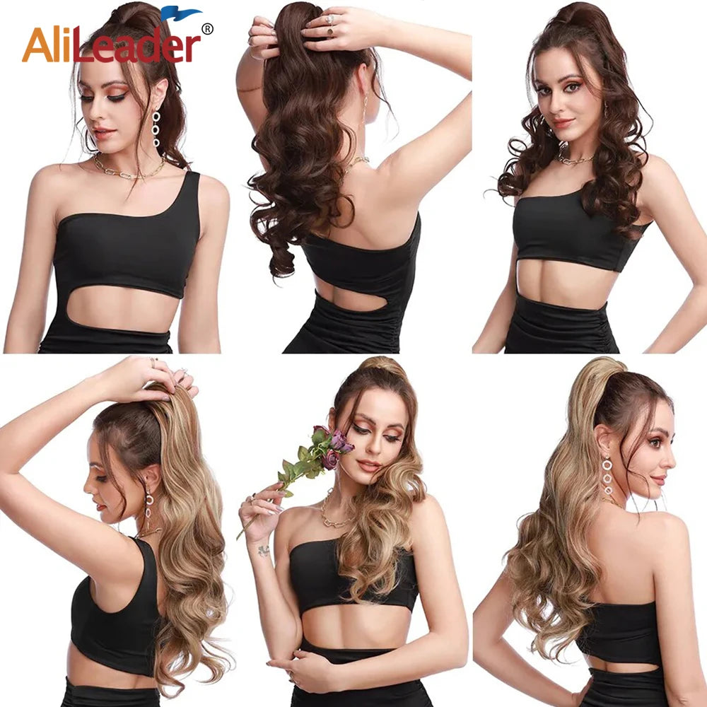 Long Straight Claw Clip On Ponytail Hair Extension Synthetic 22Inch Wavy Ponytail Fake Hairpiece For Women Pony Tail Hairpiece