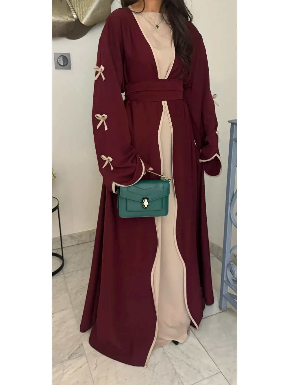 Eid Bow Abaya Women Cardigan Dress Muslim Party Caftan Robe Jalabiya Morocco Dubai Kaftan Islam Vestidos Largos Ramadan 2025 Beauty hair & fashionfj