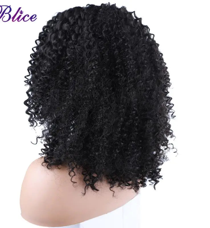 Blice Afro Kinky Curly Wigs With Bangs Short Hair Wig For Black Women Glueless Synthetic Cosplay Wig 18 Inch