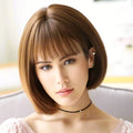 12 Inch Women's Fashionable Bob Wig - Natural Straight Hair , Heat Resistant Synthetic Fiber, Suitable for All Ethnicities