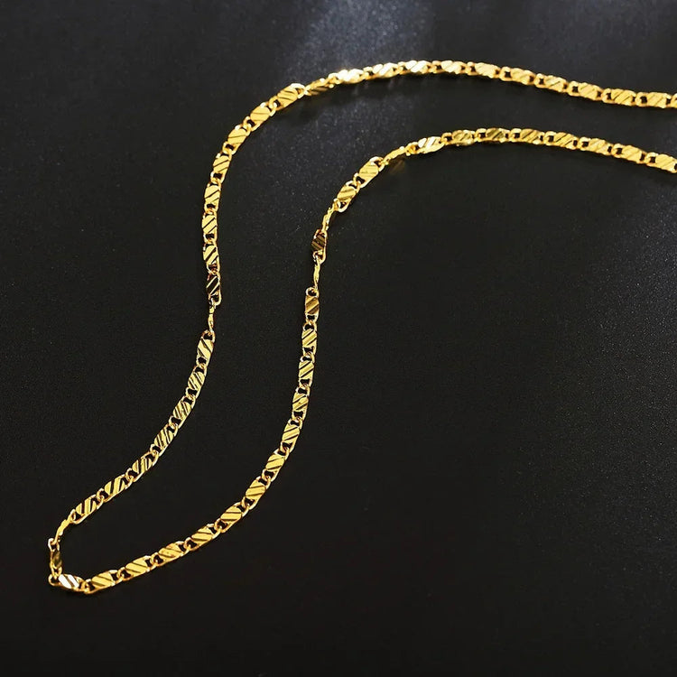 Gold Color Necklace 16/18/20/22/24/26/28/30 Inch Side Chain Necklace for Women Man Charm Jewelry Gift Beauty hair & fashionfj