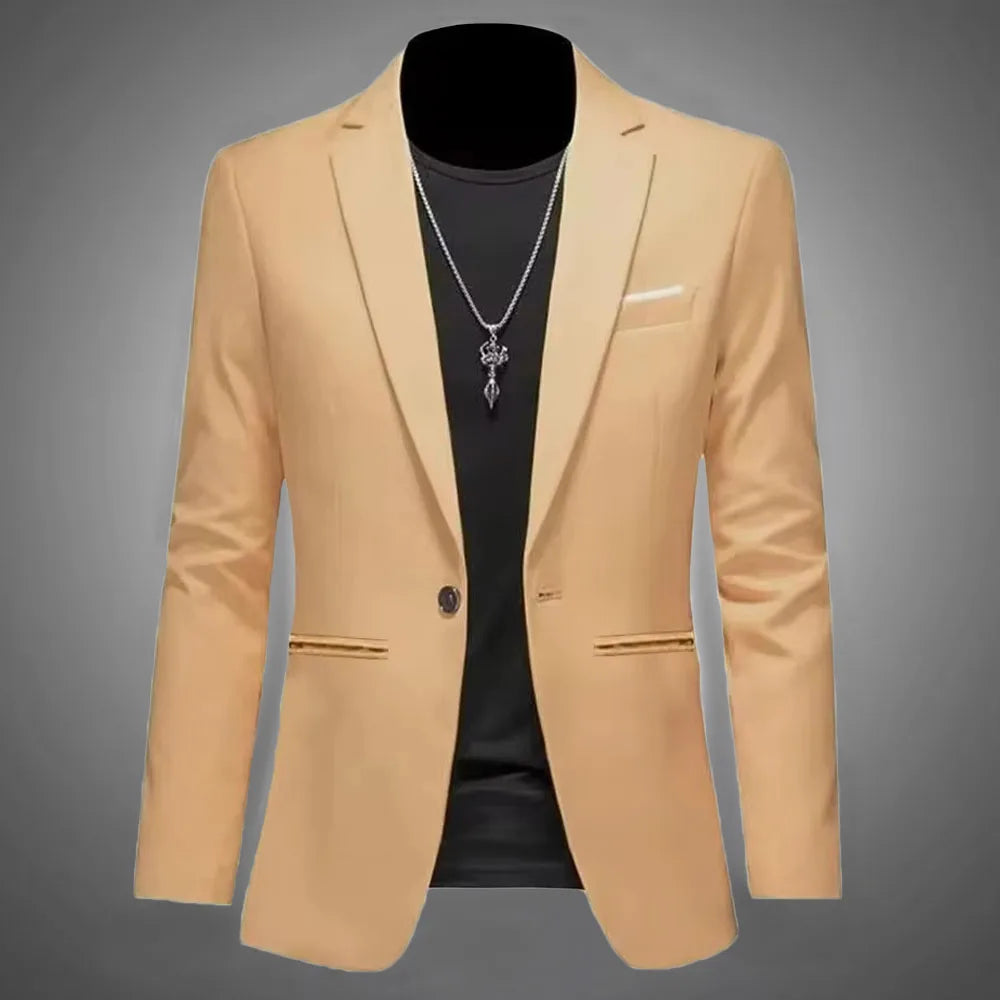 Men's Trendy Leisure Boutique Suit Jacket  Autumn Casual Business Slim Fit Non-ironing Single Button Suit Solid Formal Blouse Beauty hair & fashionfj