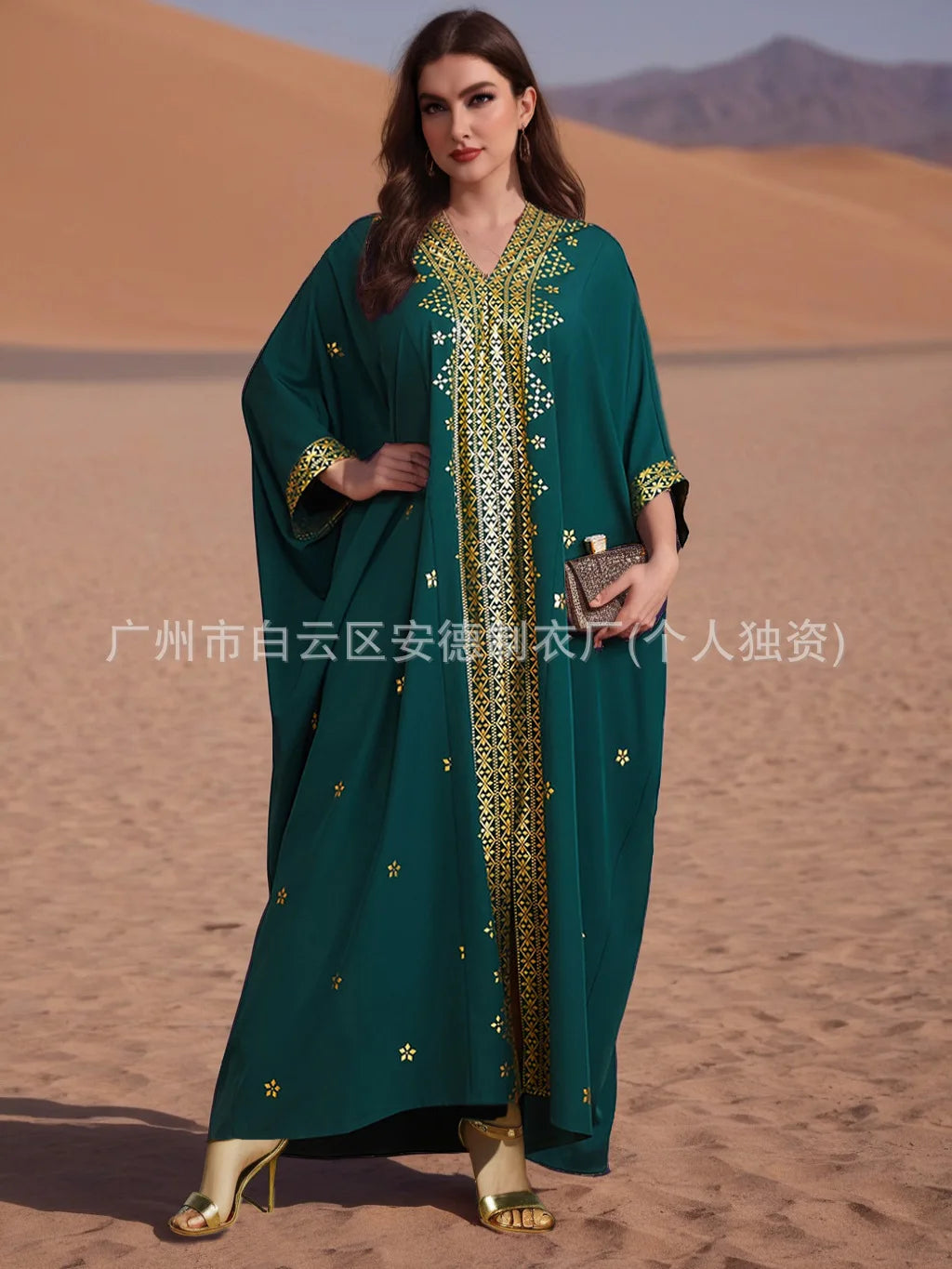 Eid Muslim Abaya Women Party Dresses Bronzing Kaftan Islam V Neck Vestidos Morocco Dubai Abayas Arab Long Robe Ramadan Jalabiya Beauty hair & fashionfj