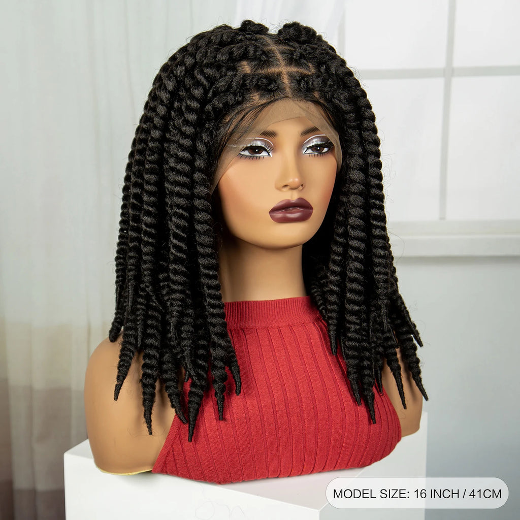 16 Inch Knotless Box Twist Braided Wigs HD Full Lace Braided Lace Wig for Women Natural Lace Front Braided Wigs with Baby Hair