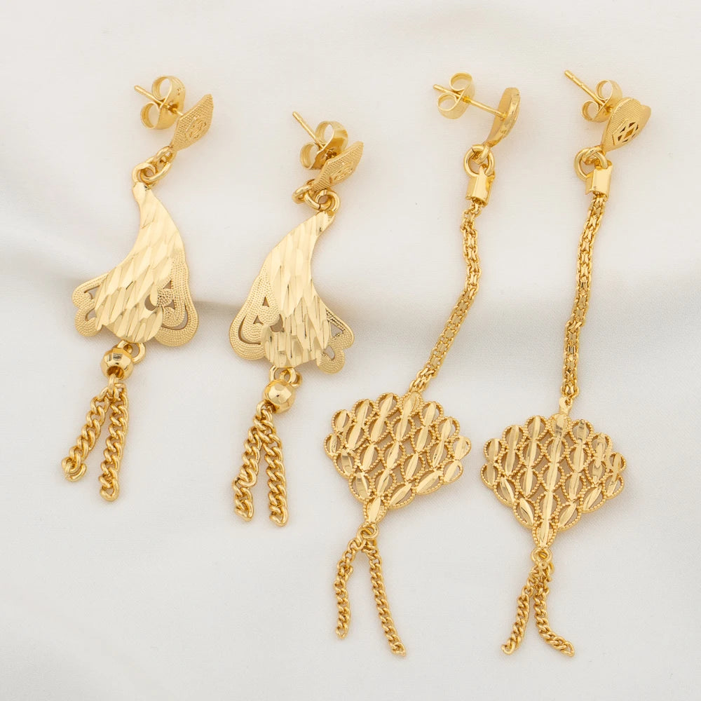 Gold Color Earrings for Women New Arrival 18K Gold Plated Copper Fashion Long Dangle Earrings Charm Wedding Party Jewelry Gift