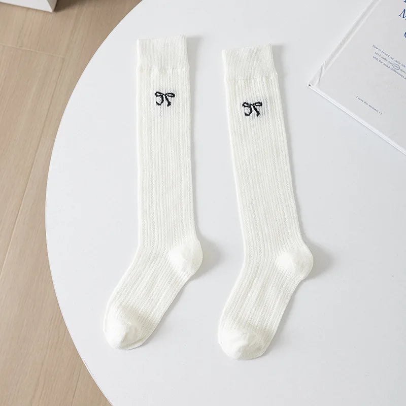 Girls' Summer Long Socks Preppy Style Knee Socks Girls' Summer Solid Mesh Socks Cotton Stocking Thigh Socks