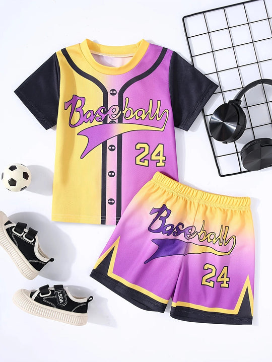 The 2025 summer new children's set, personalized 3D printed sportswear, polyester fiber, comfortable, soft, breathable, lightwei Beauty hair & fashionfj