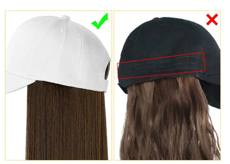 Fashion 8inch Hat Wigs Black Golden Synthetic Short Bob Straight Wig With White Black Baseball Cap Adjustable Hat Wigs For Women Beauty hair & fashionfj