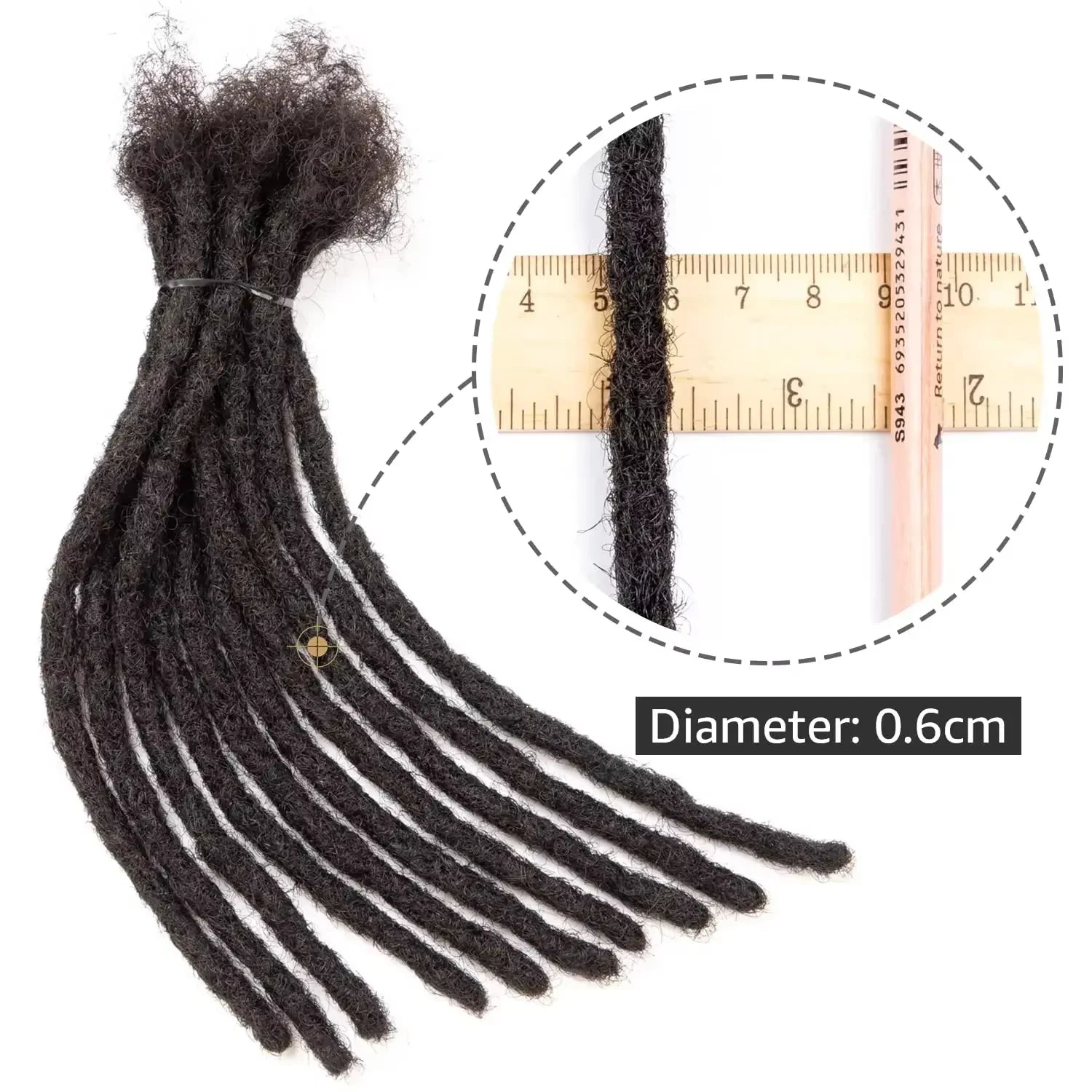 0.6cm Thickness Real Human Hair Dreadlock Extensions for Men/Women Full Handmade Permanent Locs Extensions Human Hair 4-8 Inches Beauty hair & fashionfj