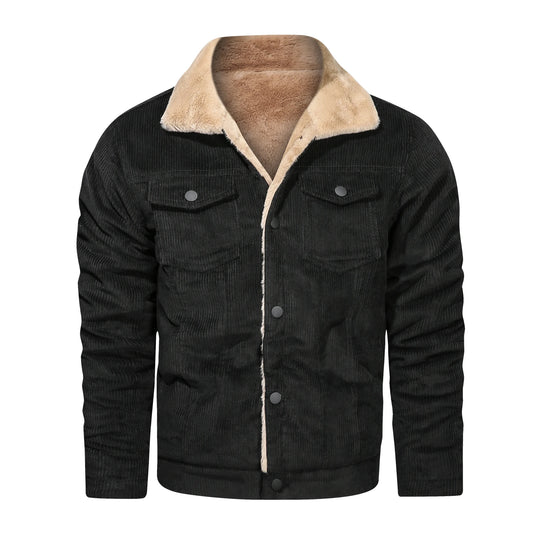 Winter Men's Outdoor Parkas Jacket with Fleece Lining and Multiple Pockets Wool/Polyester