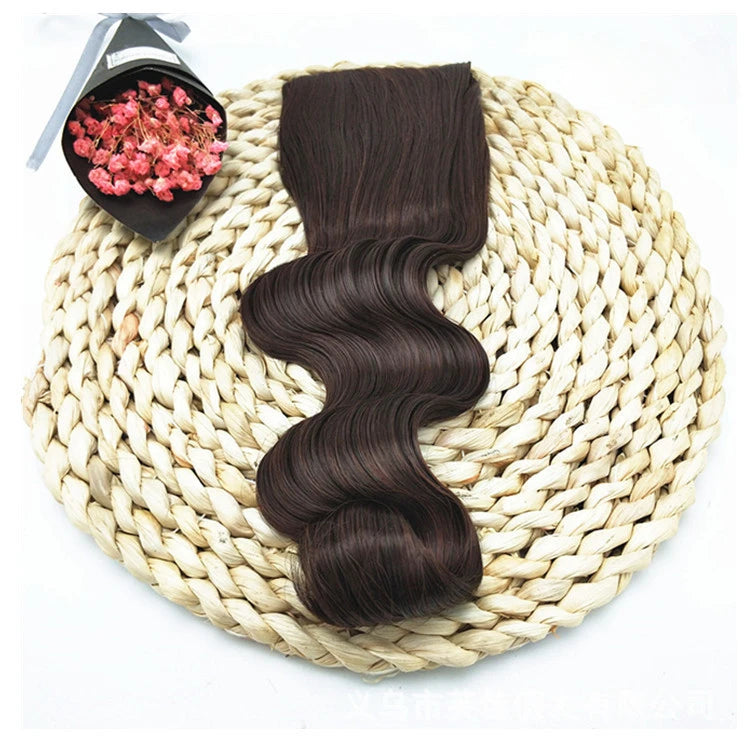 Fashion Vintage Wavy Wig Bangs Hat for Women Hair Extension Long Curly Wigs Space Hair Bun Surround Headband for Daily Use