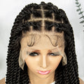 Real Shot High-Quality Twisted Braided Wig Transparent Full Lace Braids Hair Wig Synthetic Faux Locs Wig Goddess Braids Wigs