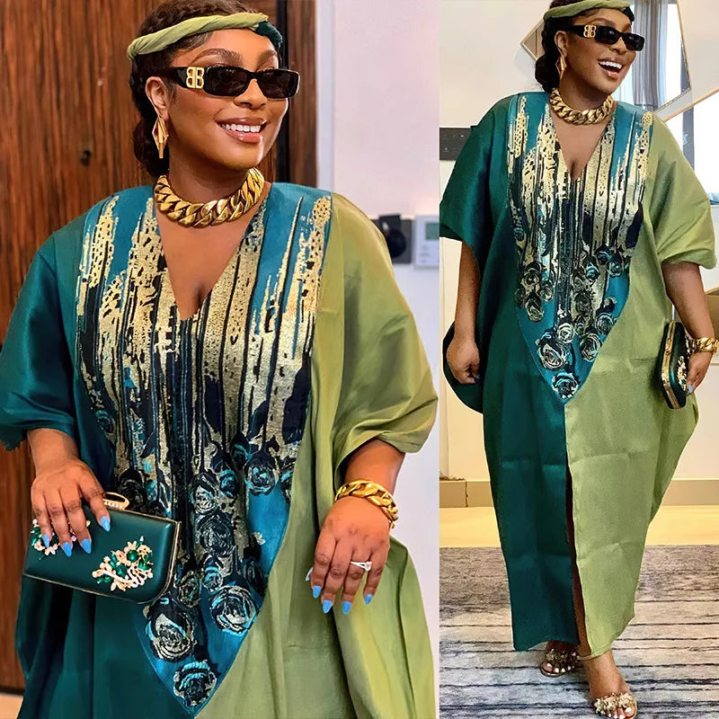 Abayas For Women Satin Boubou Robe Djellaba Femme Dubai African Muslim Fashion Dress 2024 Caftan Marocain Evening Party Dresses Beauty hair & fashionfj