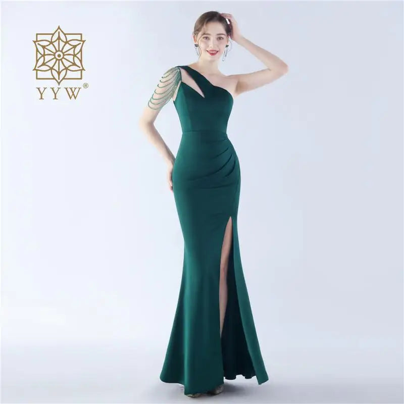 Women Dinner Evening Prom Dress Beading Sexy Formal Occasion Ball Gown Ceremony Party Classic Ladies Elegant Gala Dress 2024 New Beauty hair & fashionfj