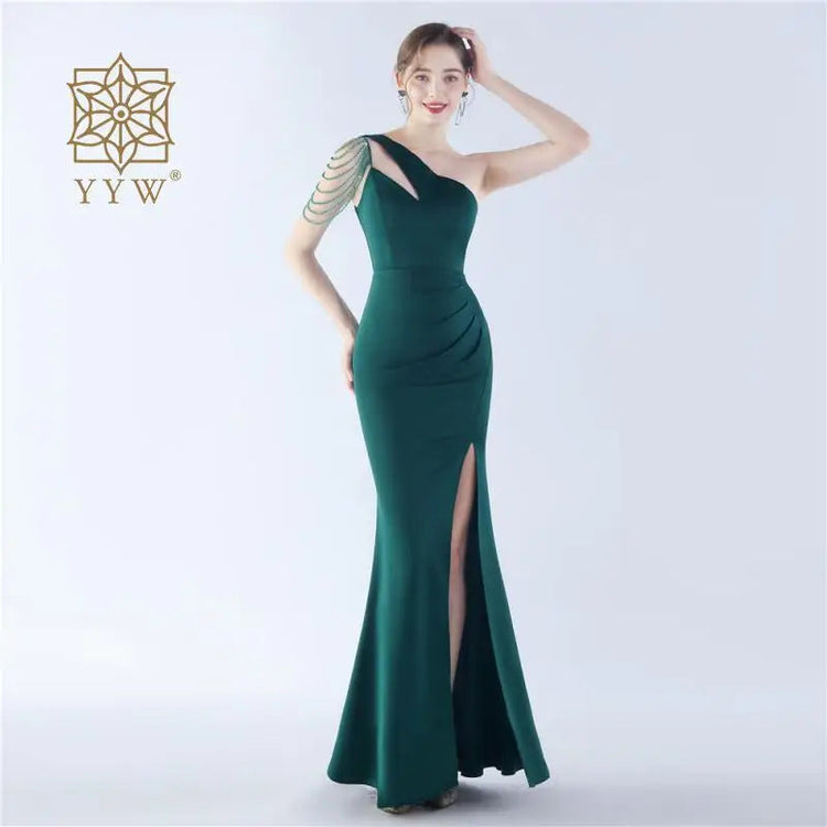 Women Dinner Evening Prom Dress Beading Sexy Formal Occasion Ball Gown Ceremony Party Classic Ladies Elegant Gala Dress 2024 New Beauty hair & fashionfj