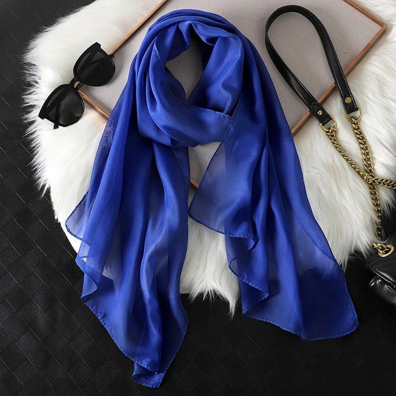 Fashion Feathry Chiffon Soft Solid Scarf Shawl Decorate Silk Scarves Breathable Sun Protection Elegant Lady Versatile Bandana Beauty hair & fashionfj