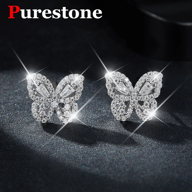 Butterfly Premium Moissanite Stud Earring for Women luxury Original 925 Sterling Silver Women's Moissanite Diamond Hoop Earrings Beauty hair & fashionfj