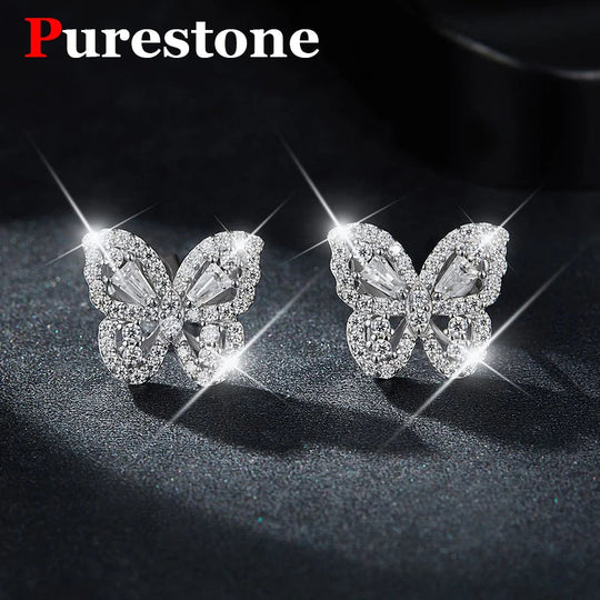 Butterfly Premium Moissanite Stud Earring for Women luxury Original 925 Sterling Silver Women's Moissanite Diamond Hoop Earrings Beauty hair & fashionfj