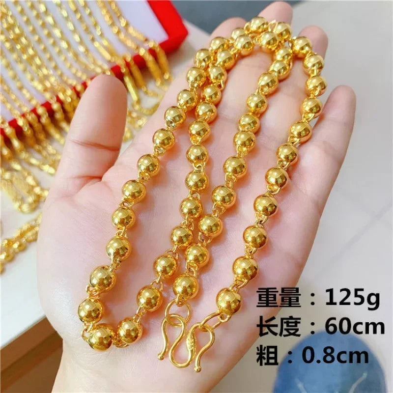 Mens and womens 18K gold necklace AU750 ball chain transfer domineering jewelry boss chain free shipping with certificate Beauty hair & fashionfj