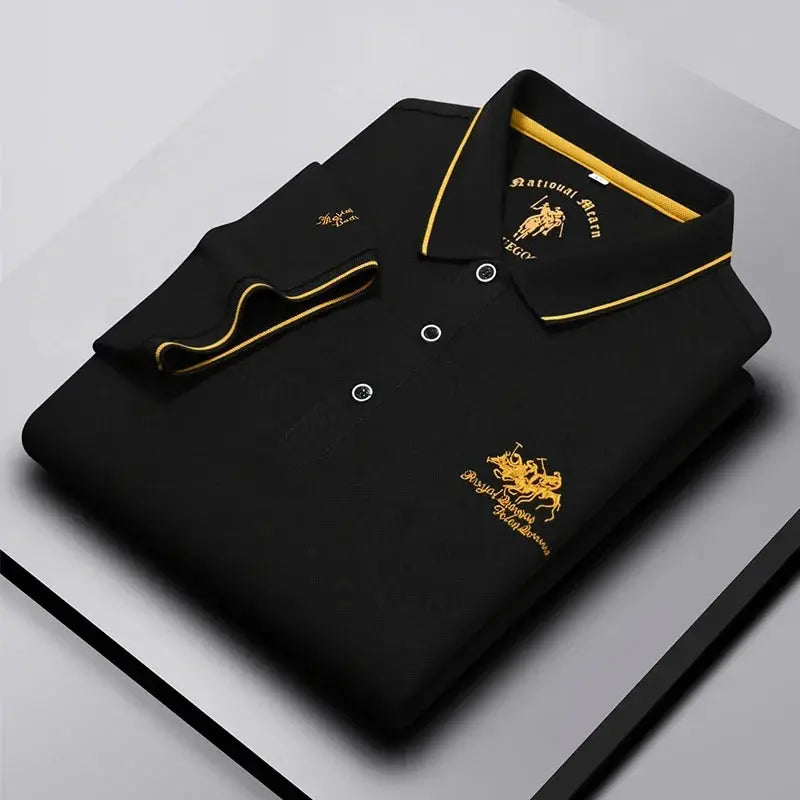 Men's Business Casual Short Sleeved Embroidered Solid Color Polo Shirt Fashionable Breathable Comfortable Summer Versatile Top Beauty hair & fashionfj