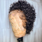 Pixie Cut Wig Transparent Lace Front Human Hair Wig Short Kinky Curly Bob Wigs Brazilian Water Wave Human Hair Wigs For Women Beauty hair & fashionfj