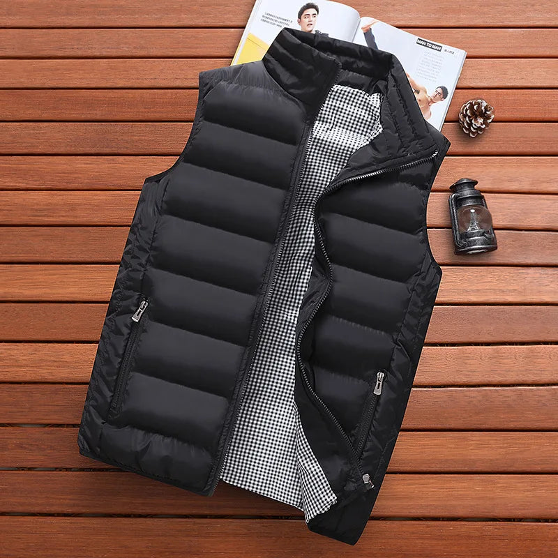 Men Vest Windproof Vest Men Jacket Sleeveless Vest Winter Jacket Casual Coat Men down Cotton Warm Thicken Waistcoat thick gilet Beauty hair & fashionfj
